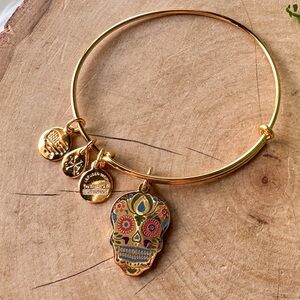 Alex and Ani Color Infusion Gold Calavera Skull Bracelet Day of the Dead